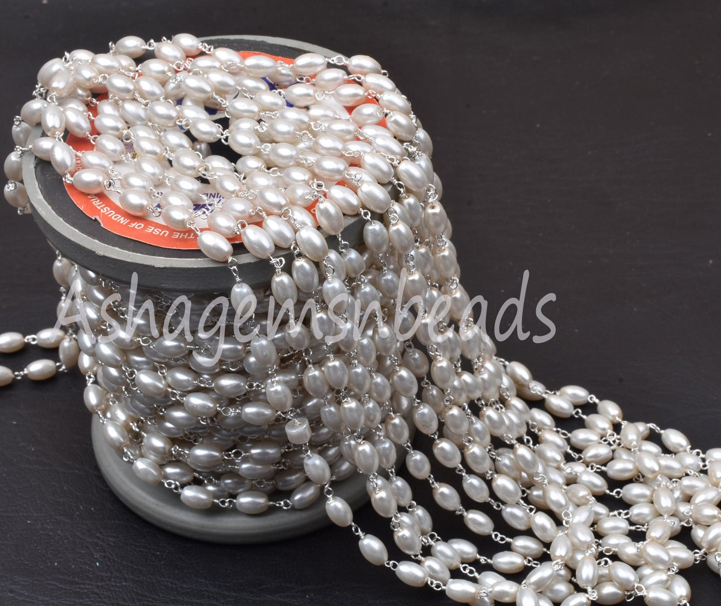 1,3,5,25 Ft Beautiful Rice Pearl Hydro Smooth Beaded Rosary Chain Pearl Hydro Silver Gold Plated Chain,Bulk Roll Wire Wrap Rosary Chain SALE