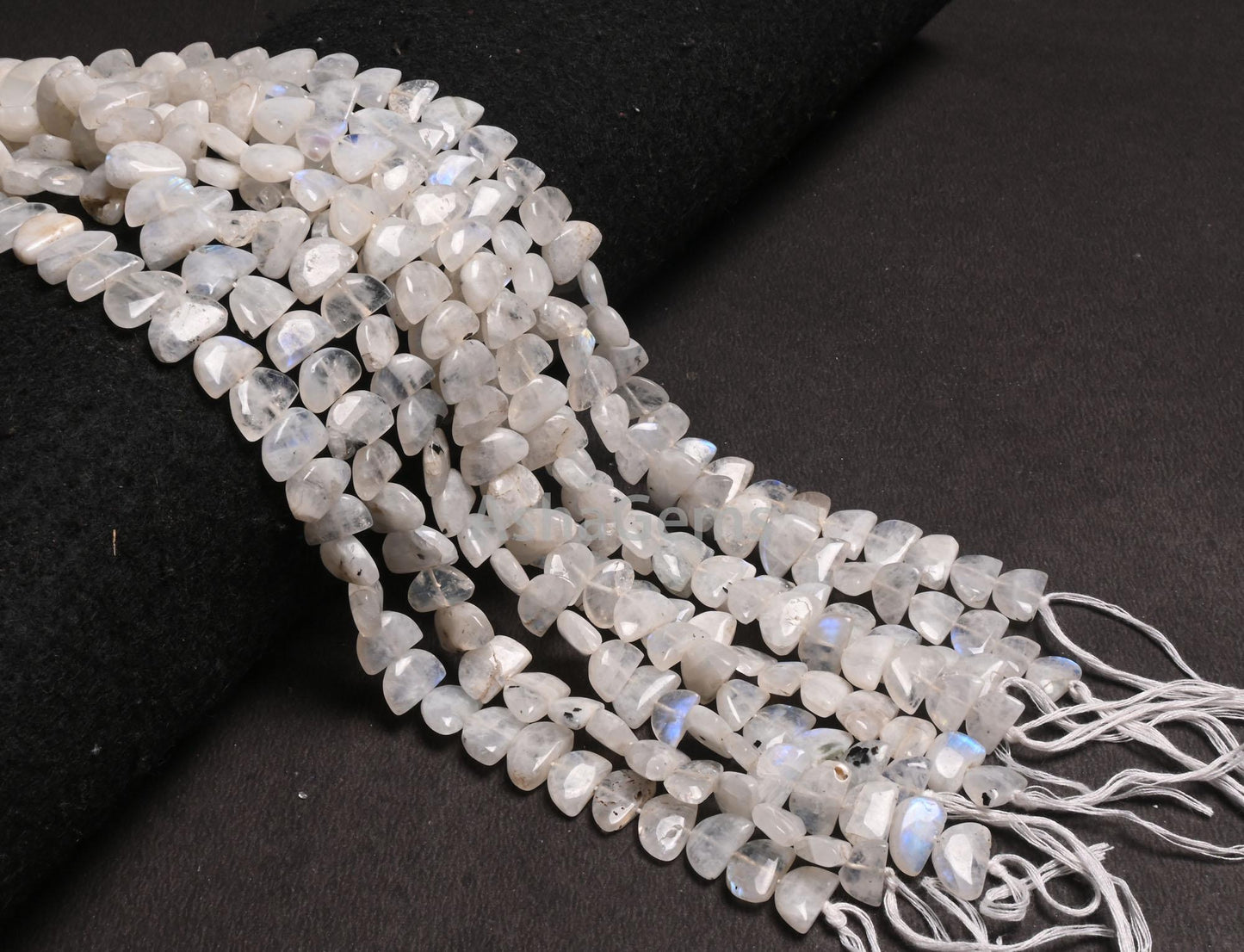 Beautiful Rainbow Moonstone fancy D Shape Smooth Gemstone beads,9"Blue Fire rainbow moonstone Half moon Straight drill handmade Bead Jewelry