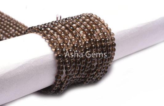 AAA Smoky Quartz Smooth Round Shape Beads,4.5-5 mm Natural Smoky Round Ball Gemstone Beads,13" Strand Smoky Beads Jewelry Making Crafts SALE