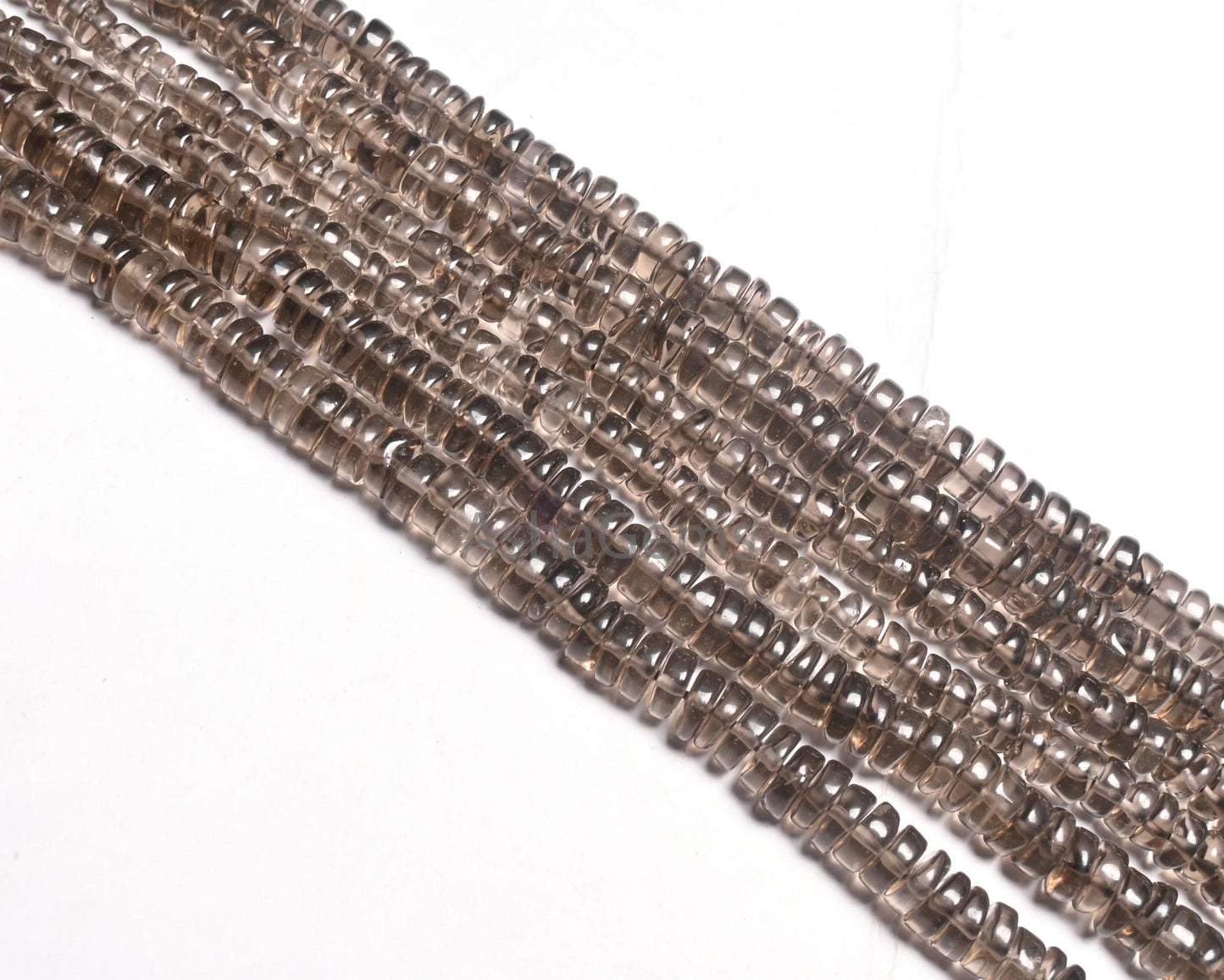 Fine Smoky Quartz Handmade Flat Tyre Shape Smooth Beads,18" Strand natural  Smoky Plain Tyre Gemstone Loose Smoky Beads Jewelry making Craft
