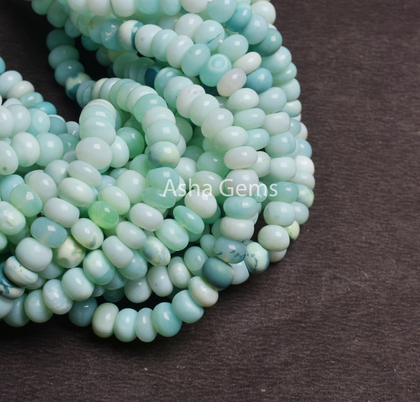 7 mm Fine Sea Green Opal Smooth Rondelle Shape Beads, Shaded Opal Plain Handmade Gemstone Roundelle Bead, Opal Beads Jewelry Handicraft SALE