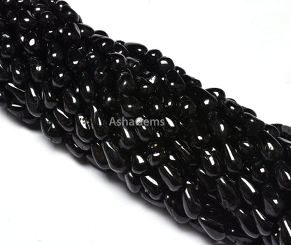 Natural Black Spinal Drops Shape Beads Black Spinal Smooth Teardrops Beads, Black Spinal Drops Beads, Briolette Beads For Jewelry Craft SALE
