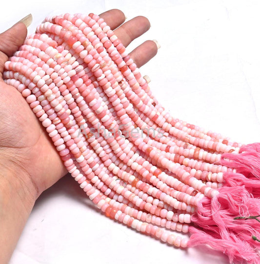 Beautiful Pink Opal Flat Rondelle Gemstone Beads,12" Shaded Pink Opal Plain Handmade Uneven Rondelle Opal Beads Necklace Jewelry making SALE