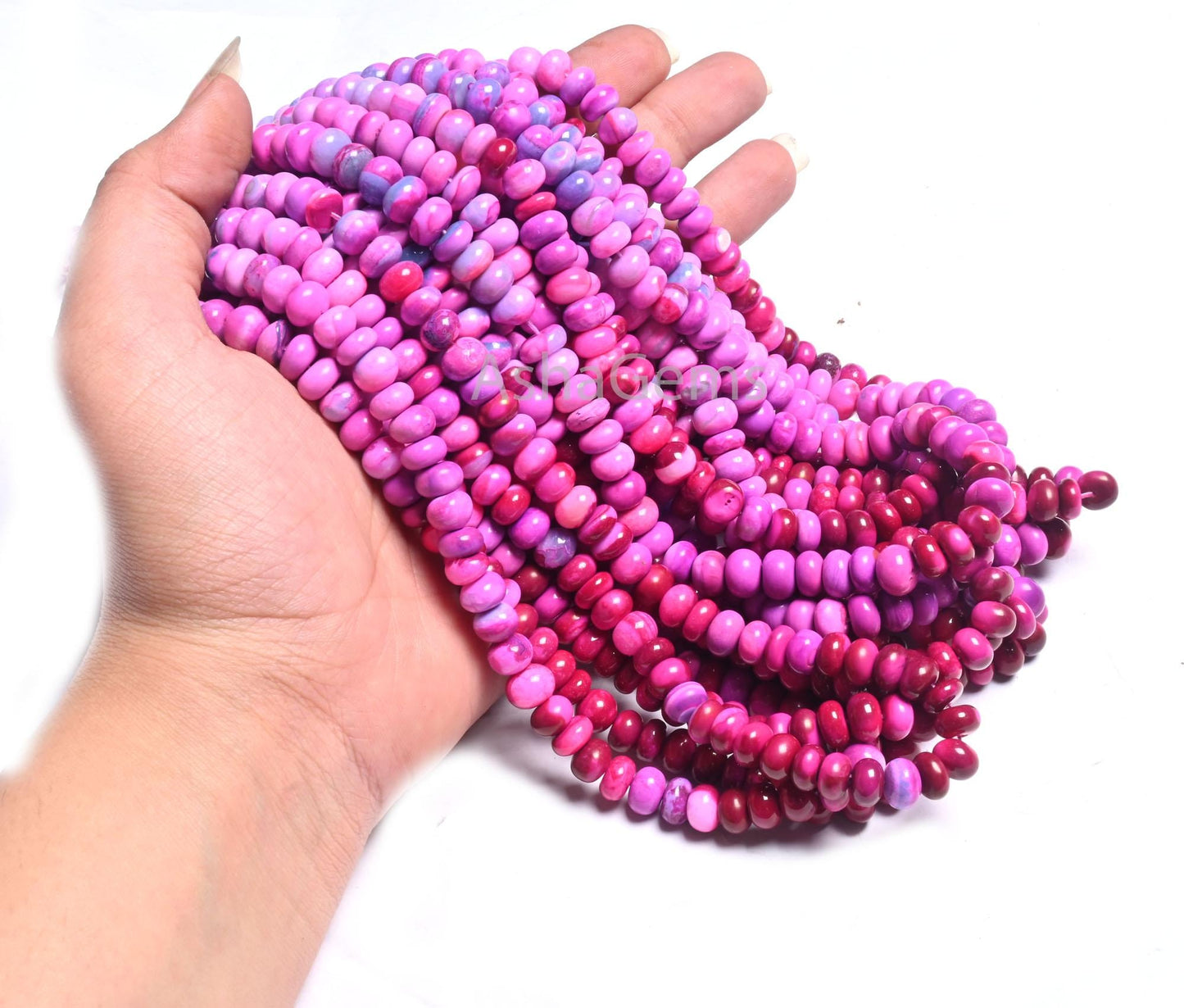 Beautiful Hot Pink Lavender Opal Smooth Rondelle Gemstone Beads, AAA Shaded Pink Opal Plain Handmade Beads, Opal Beads Necklace Jewelry SALE