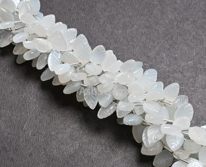 Natural White Moonstone fancy Leaves Carving Handmade Beads, AAA Quality Moonstone Carved Pear Briolette Teardrop Gemstone Bead Jewelry SALE
