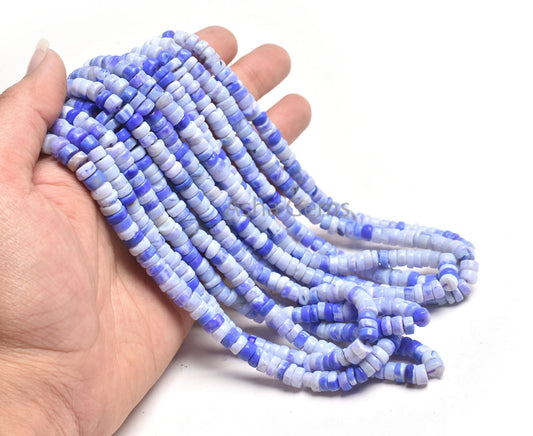 6 mm Beautiful Indigo Blue Opal Smooth Tyre Beads, Shaded Blue Opal Heishi Tyre Beads, Opal Wheel Shape Gemstone Bead Jewelry making Crafts