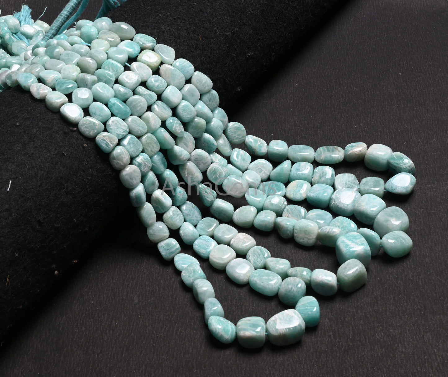 Fine Quality Amazonite Smooth Handmade Nugget Gemstone Loose Beads,9/18" Natural Blue Amazonite Tumble Graduation Size Bead Necklace Jewelry (AG 22305)