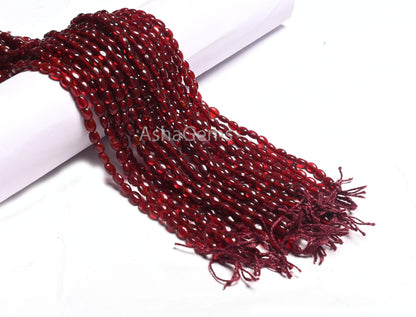 13" Strand Fine Red Garnet Color Hydro Smooth Oval Shape Handmade Beads,5.5-7 mm Maroon Red Hydro Plain Oval Beads Jewelry Making Craft SALE