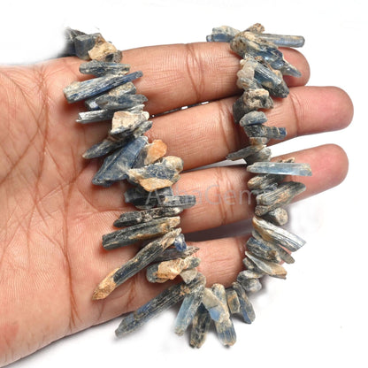 Natural Kyanite Beads, Kyanite Rough Beads,16" Strand Blue Kyanite Unpolish Long Stick Uneven Shape Gemstone Beads, Side Drill Raw Bead SALE