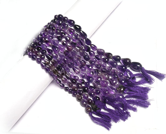 Beautiful Purple Amethyst smooth Drops Shape gemstone Beads,12" Natural African Amethyst Straight Drill Teardrop Handmade Beads Jewelry SALE