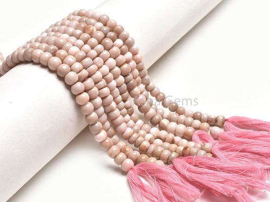 Opal Smooth Rondell Shape Beads,9" Strand Shaded Pink Peach Opal Beads, Bio Pink Opal Plain Handmade Gemstone Beads