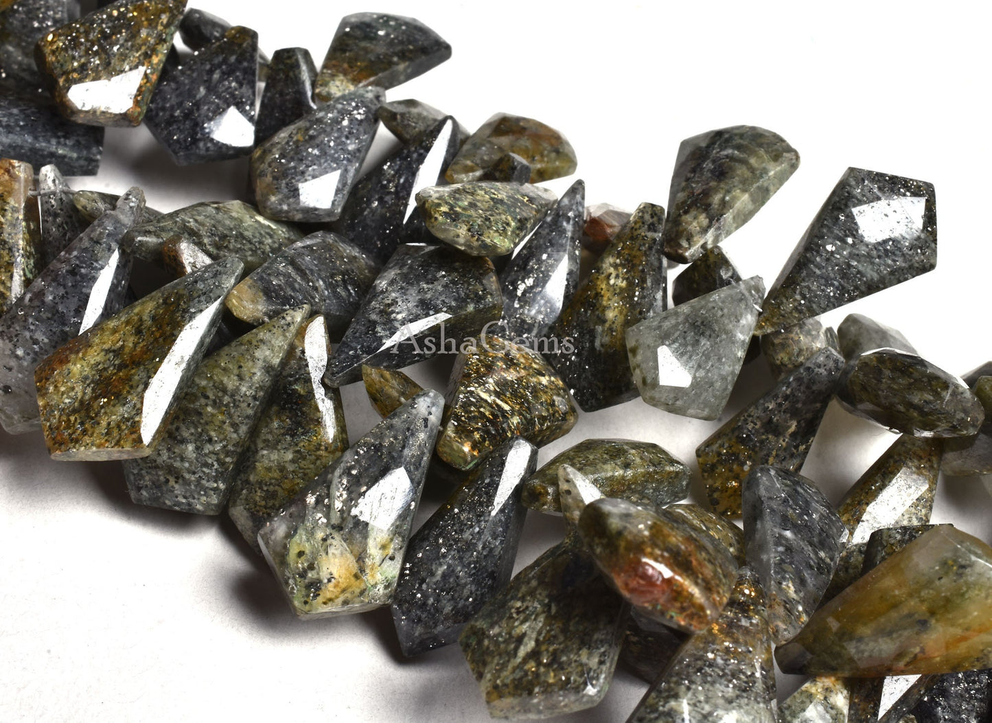 Beautiful Black Sunstone Fancy Shape Beads,7.5"Strand Rare Green Black Sunstone Faceted Fancy Beads, Natural Sunstone Faceted Briolette SALE