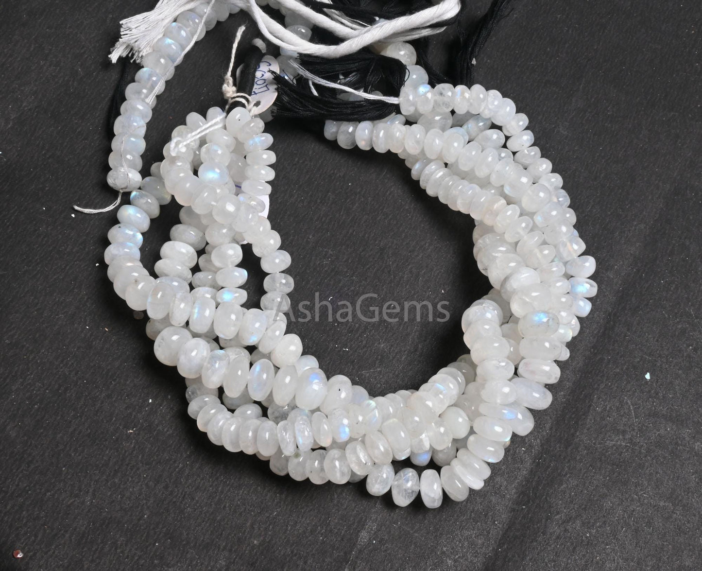 Beautiful Blue Fire Rainbow Moonstone Smooth Rondelle Beads, Fine Flashy White Rainbow Moonstone Plain Handmade Gemstone Beads Jewelry Craft