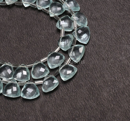 10mm AAA Quality Aqua Blue Hydro faceted Trillion Shape Beads,7.5" Aquamarine Color  Hydro fancy Triangle  Briolette Bead Jewelry Craft SALE
