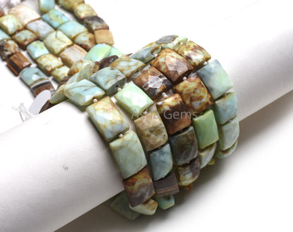Beautiful Peru Boulder Opal Faceted Rectangle Beads,8"Strand natural Boulder Opal Fancy Shape Gemstone Straight Drill Bead Opal Jewelry SALE