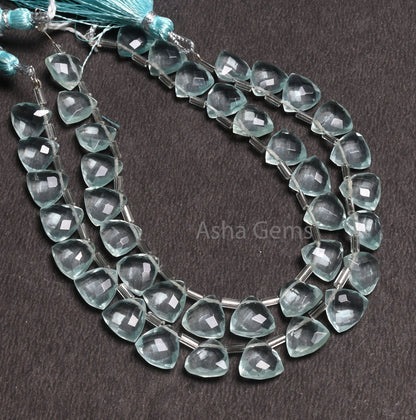 10mm AAA Quality Aqua Blue Hydro faceted Trillion Shape Beads,7.5" Aquamarine Color  Hydro fancy Triangle  Briolette Bead Jewelry Craft SALE