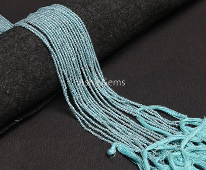 AAA Blue Apatite Micro Cut Rondelle Gemstone Beads,1.8 mm Natural Sky Blue Apatite Bead, Apatite Tiny Machine Cut Faceted Bead Jewelry Craft
