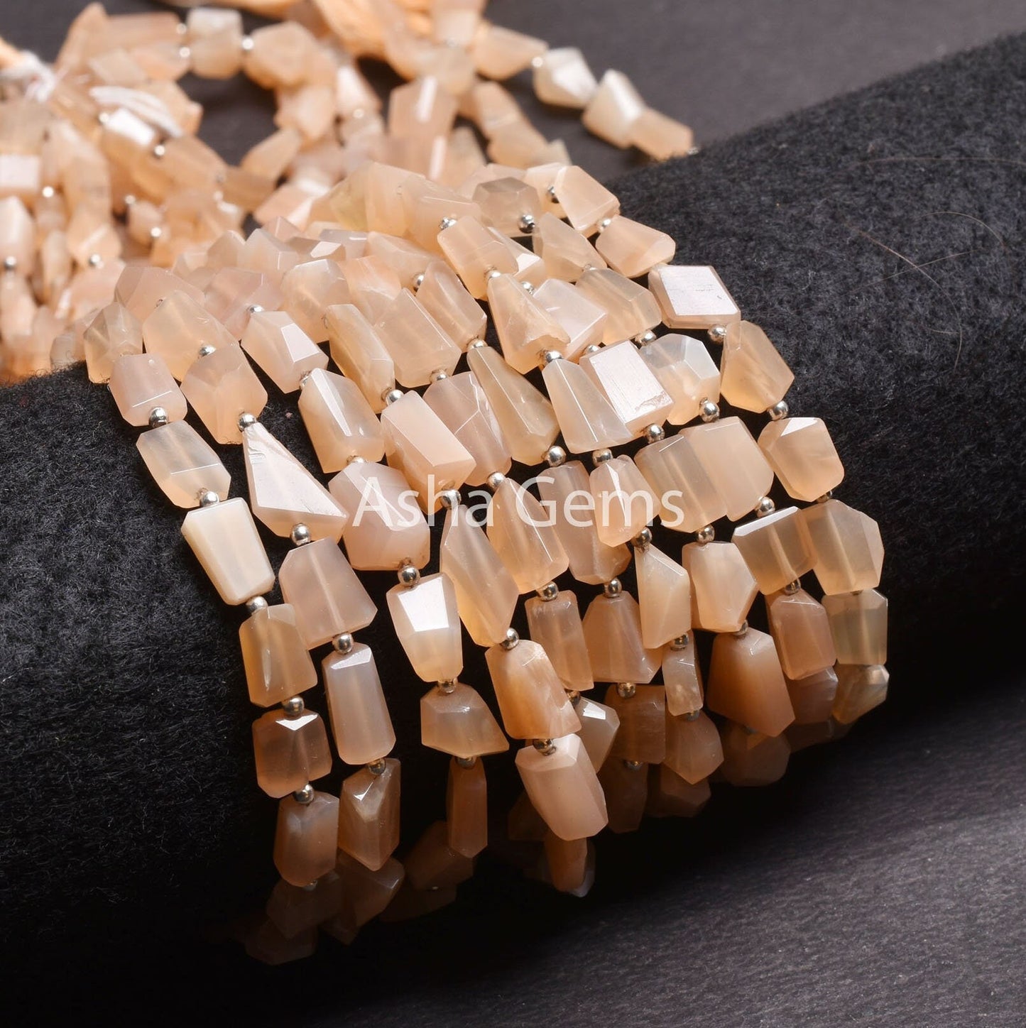 Light Peach Moonstone Faceted Nugget Gemstone Beads, AAA Natural Pink Moonstone Uneven Tumble Straight Drill Bead, Moonstone Bead Craft SALE