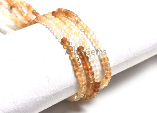 4 mm Yellow Citrine Indian Cut Faceted Beads,13" Strand Natural Citrine Quartz Faceted Rondelle Beads, Fine Citrine Bead Jewelry Making SALE