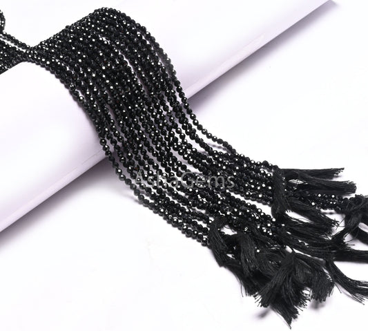 3x3 mm Black Spinel Micro Cut Round Shape Gemstone Beads, AAA Natural Coal Black Spinel Faceted Round Ball Beads, Spinal Beads Jewelry Craft