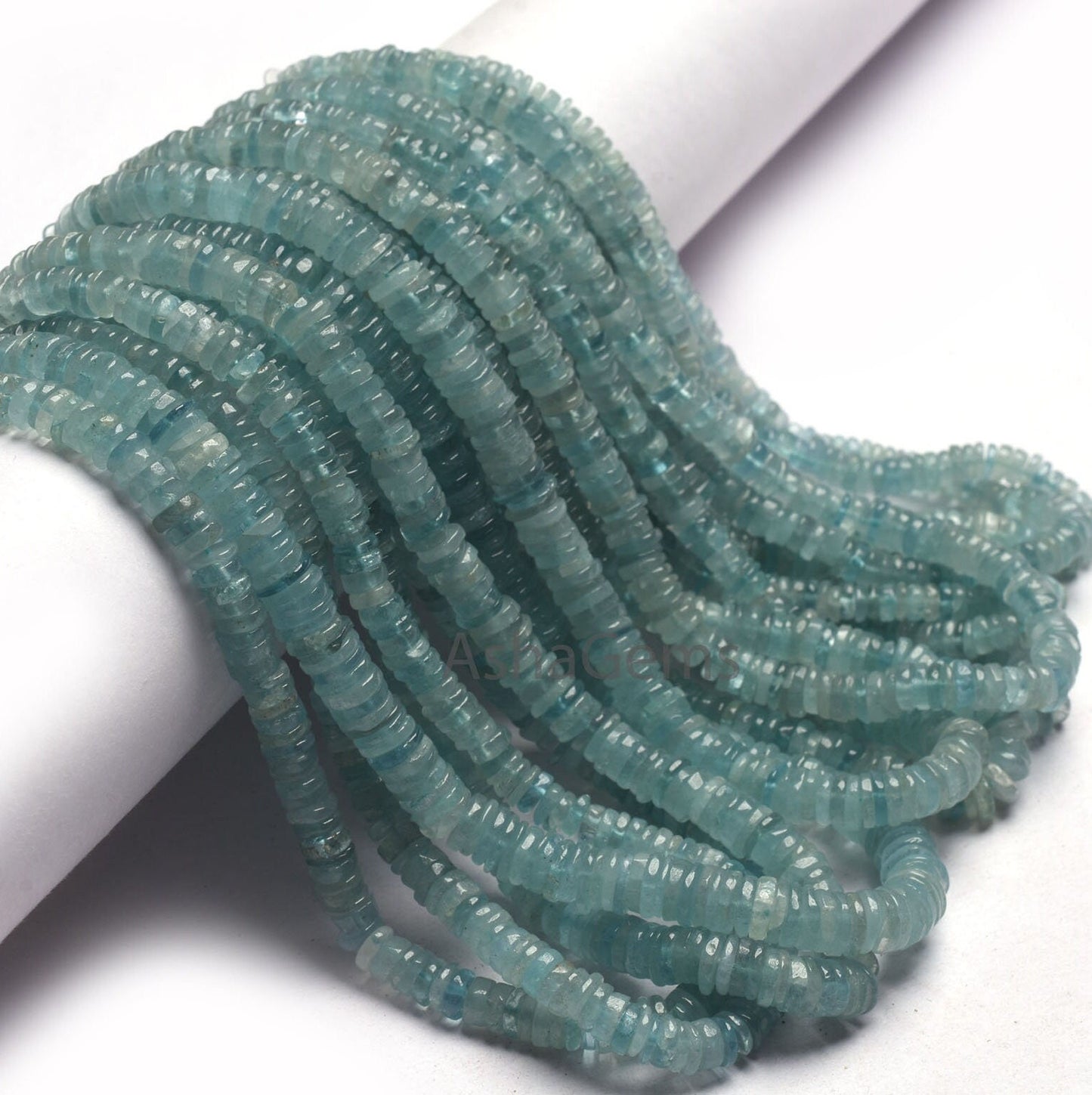 Beautiful Blue Aquamarine Tyre Shape Gemstone Beads, Natural aquamarine Beads, Aquamarine Smooth heishi Tyre Beads Handmade Wheel Beads SALE