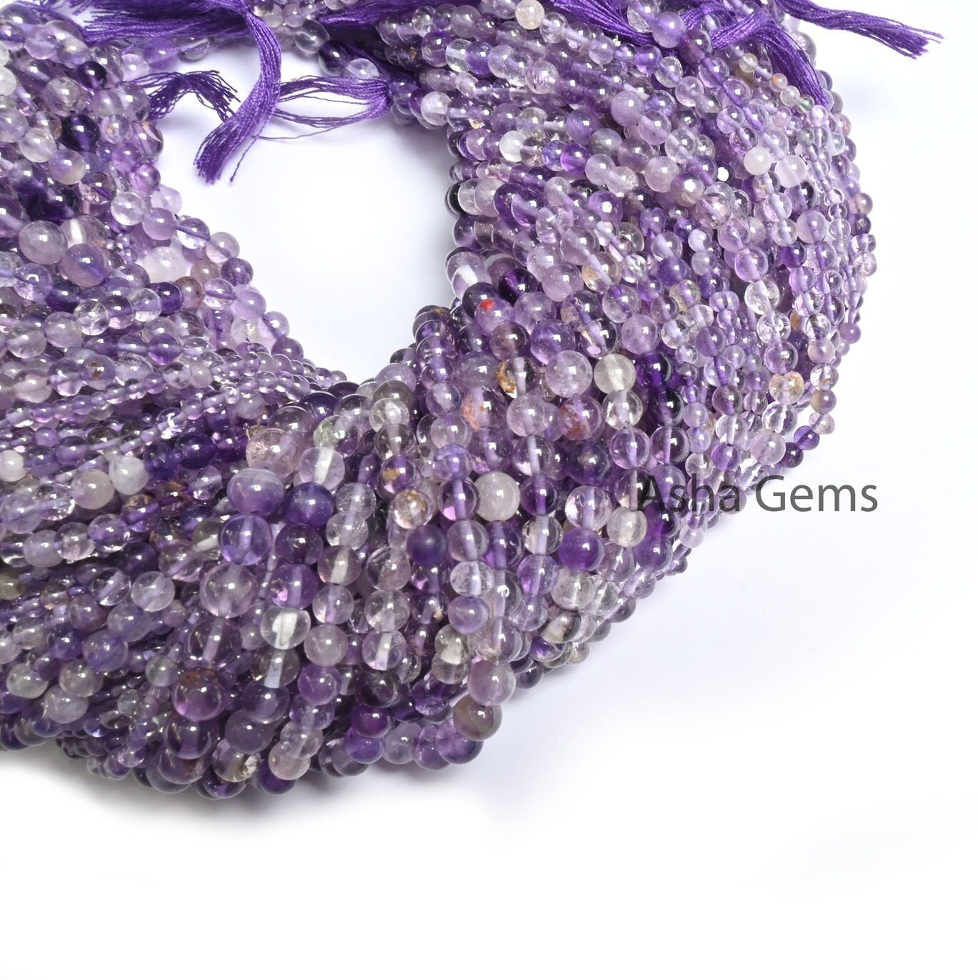 12.5" Strand Amethyst Smooth Round Shape Beads, Natural Amethyst Beads, Shaded Purple Amethyst Plain Round Ball Gemstone Bead Jewelry Making