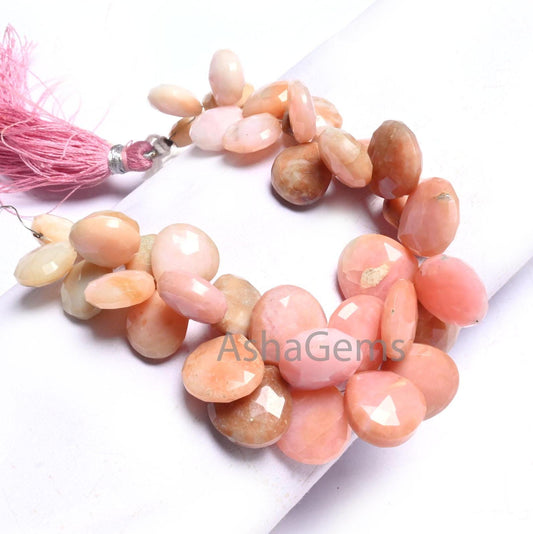 Beautiful Pink Opal Faceted Heart Shape Beads,11.5-14mm Shaded Pink Opal Beads, Fine natural Opal Heart Briolette Gemstone Bead Jewelry SALE (AG 18605)