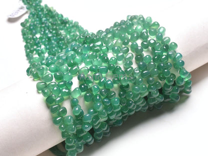 Fine Green Onyx Handmade Drop Uneven Gemstone Beads,13"Strand Onyx Smooth Teardrop Side Drill Bead Green Onyx Bead Jewelry Making Craft SALE