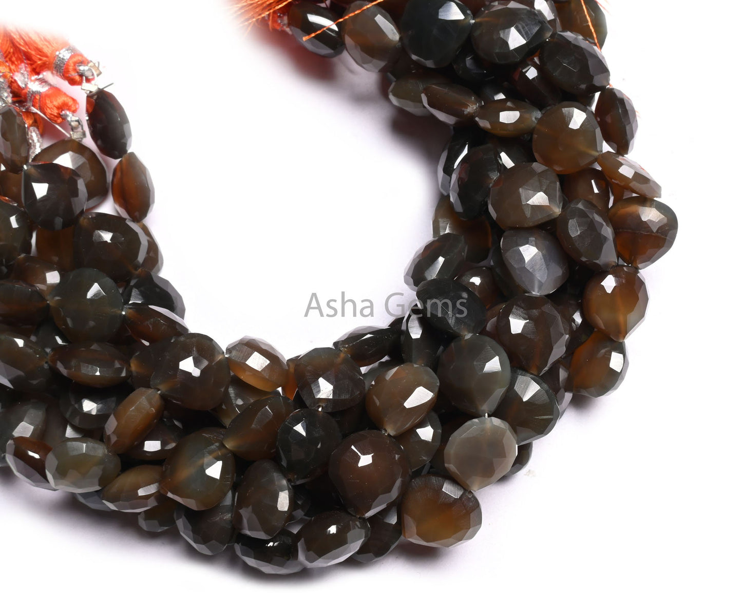 Beautiful Dark Grey Brown Chalcedony Faceted Heart Bead,9.5" Shaded Chalcedony Heart Straight Drill Gemstone Briolette Beads Jewelry Crafts