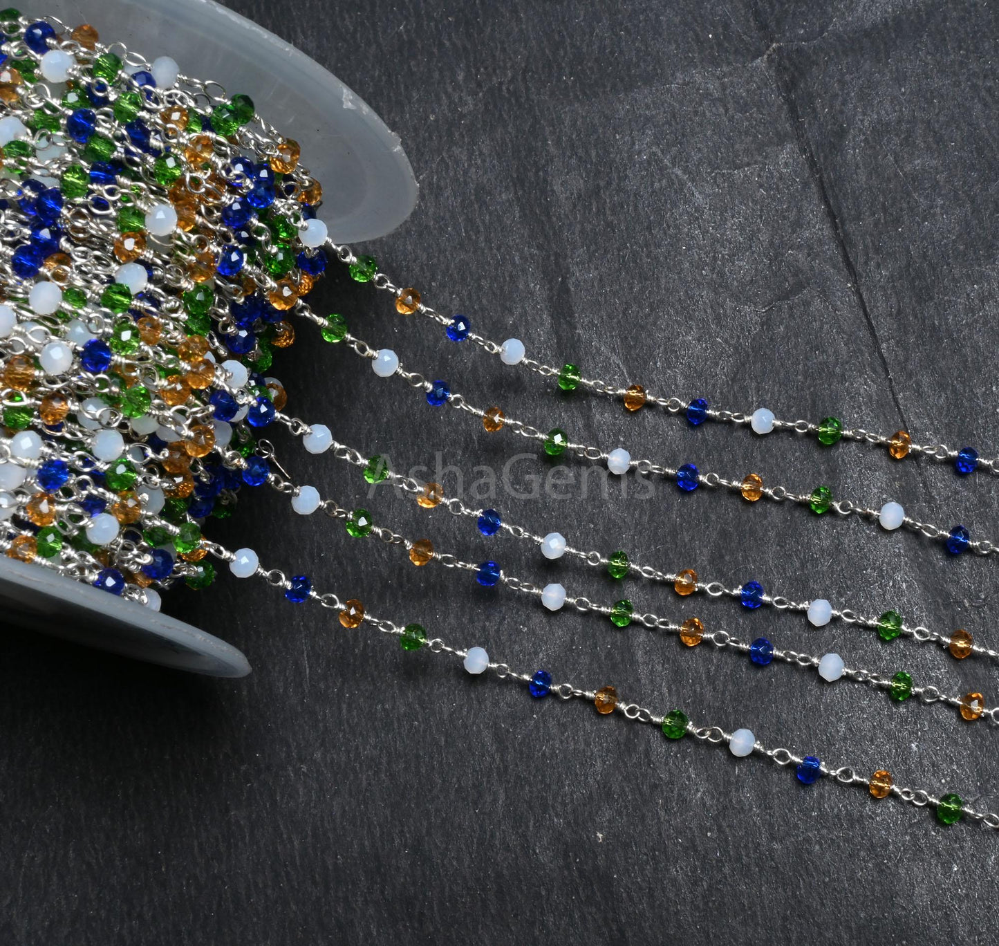Beautiful Multi disco Hydro Faceted Rondelle Beads Rosary Chain Silver Plated Wire Wrap Bulk Roll Chain Jewelry Making Craft,3-3.5 mm SALE