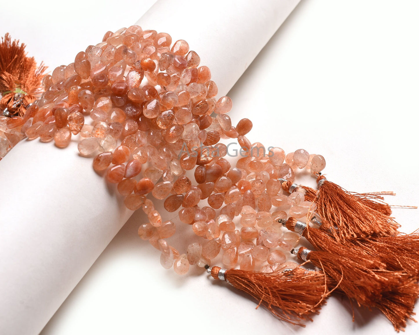 Natural Sunstone Smooth Teardrop Side Drill Beads, Shaded Red Sunstone Plain Handmade Pear Gemstone Briolette Sunstone Bead Jewelry Necklace