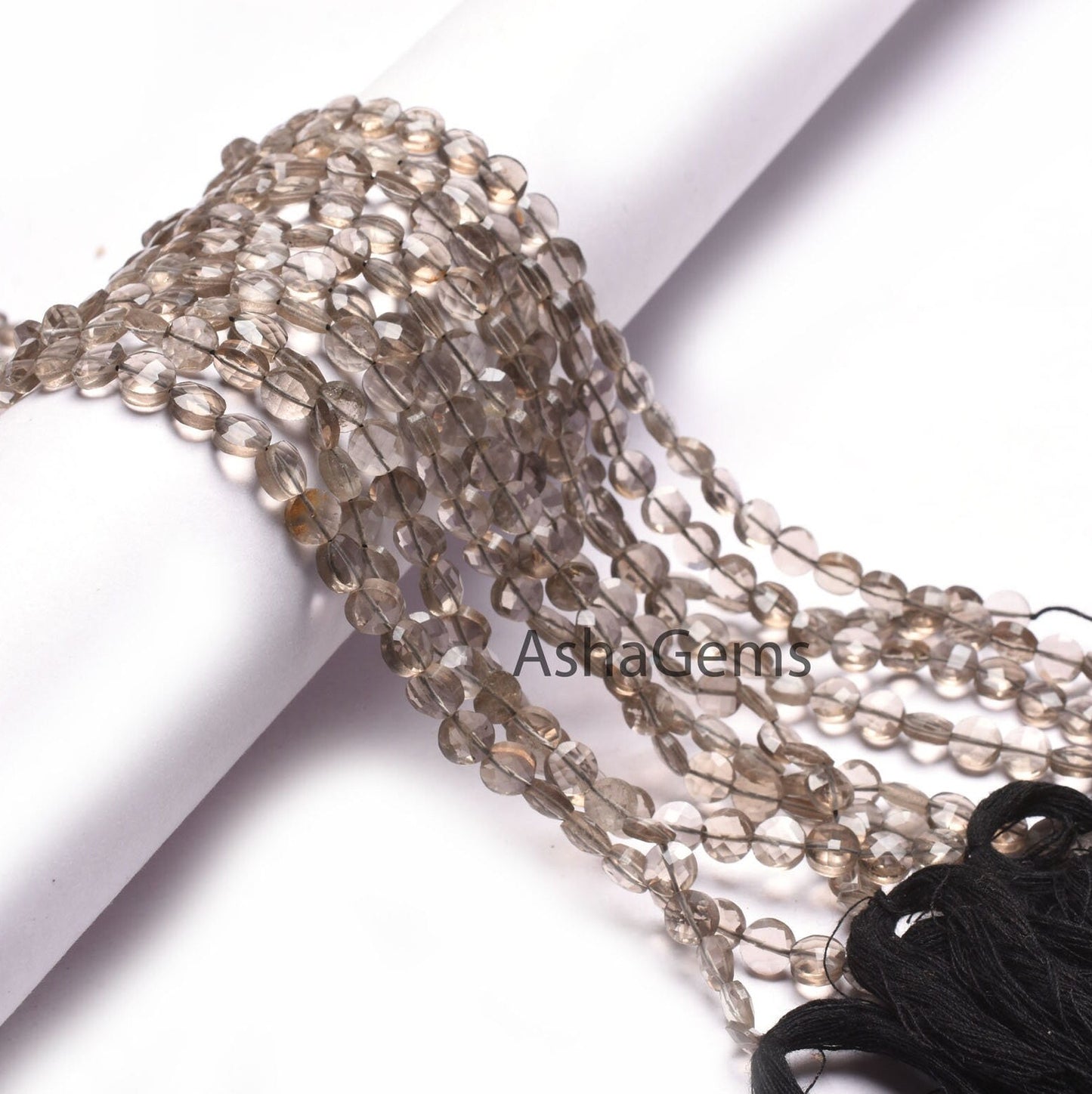 6 mm Natural Smoky Quartz Faceted Coin Shape gemstone Beads,AAA Quality Smoky Checker Cut Coin Briolette Beads,13" Strand Smoky Bead Jewelry
