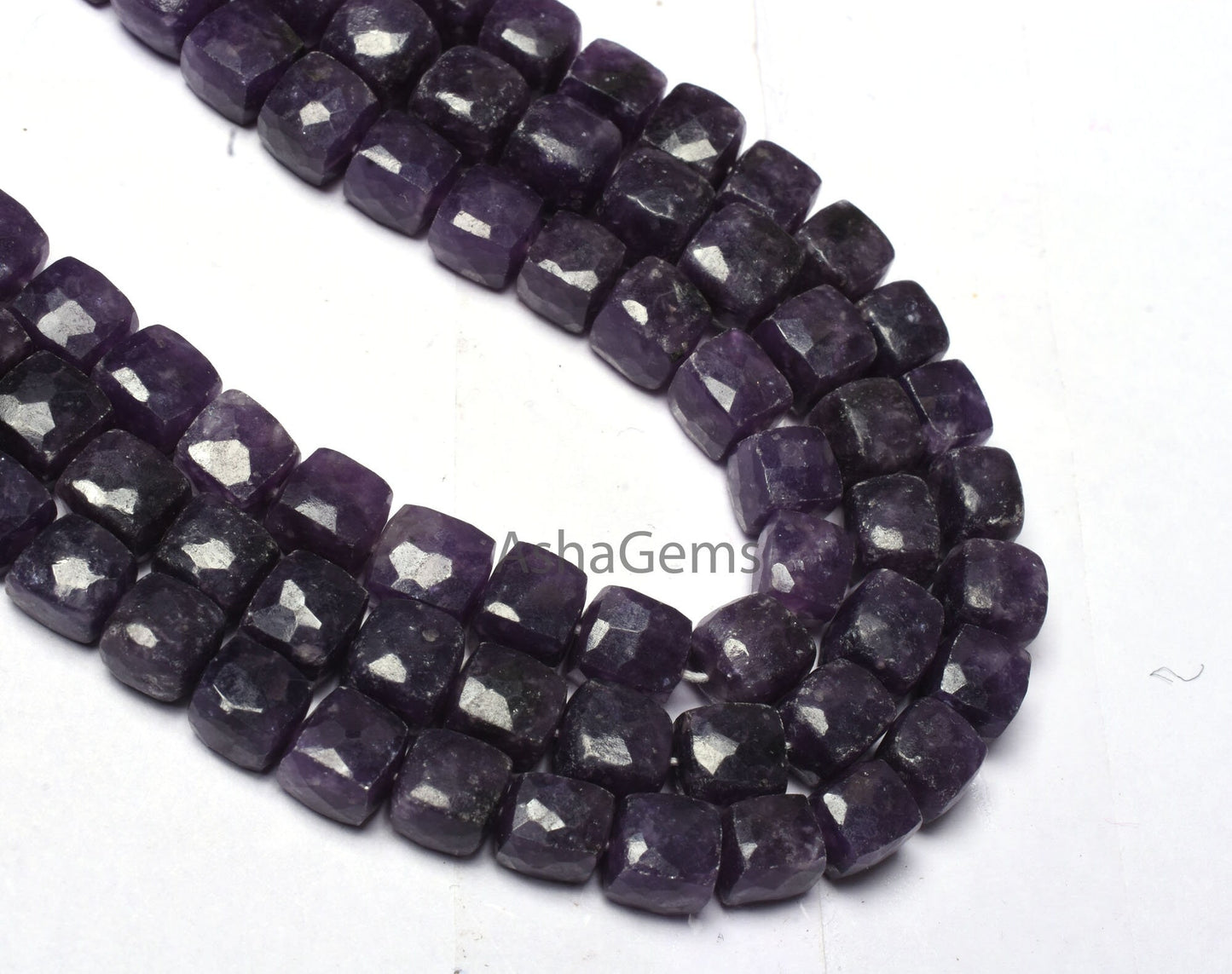 Natural Purple Lepidolite Faceted Cube Box Beads,8" Strand Lepidolite 3D Cube Gemstone Beads, Lepidolite Beads For Jewelry making Craft SALE