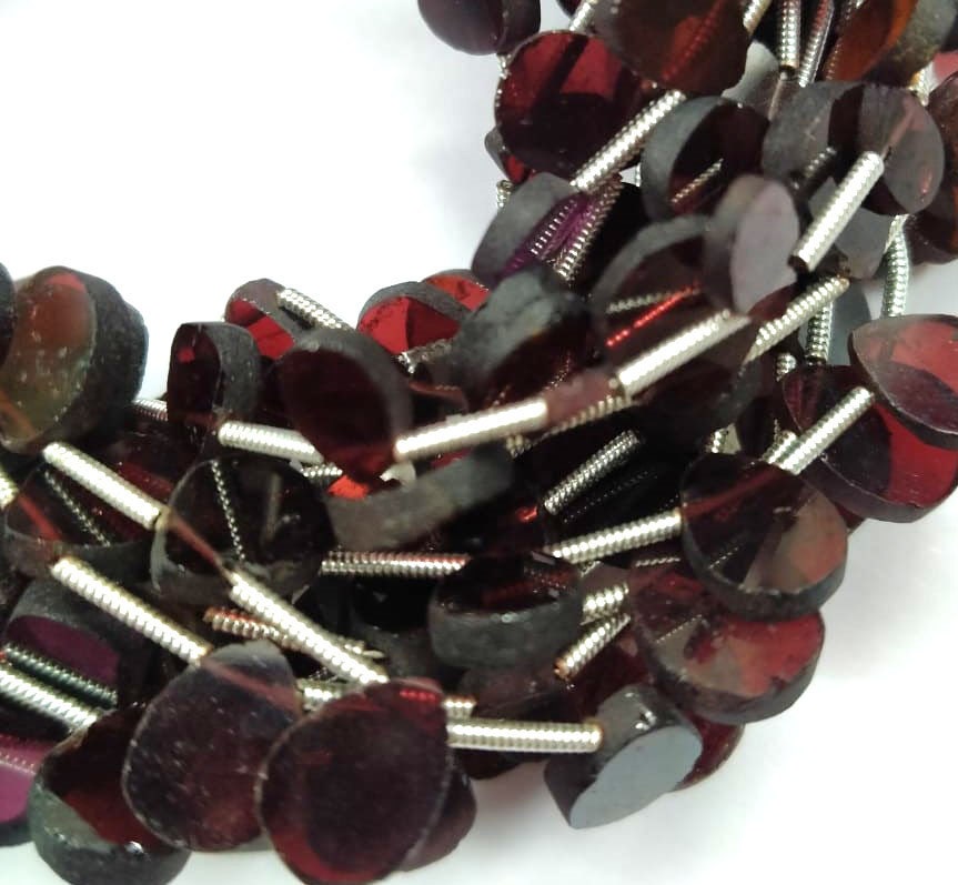 Natural Red Garnet Flat Pears Beads,7.5 Inch Strand Garnet Smooth Slice Teardrop Beads, Garnet Table Polish Plain Fancy pear Beads Gemstone