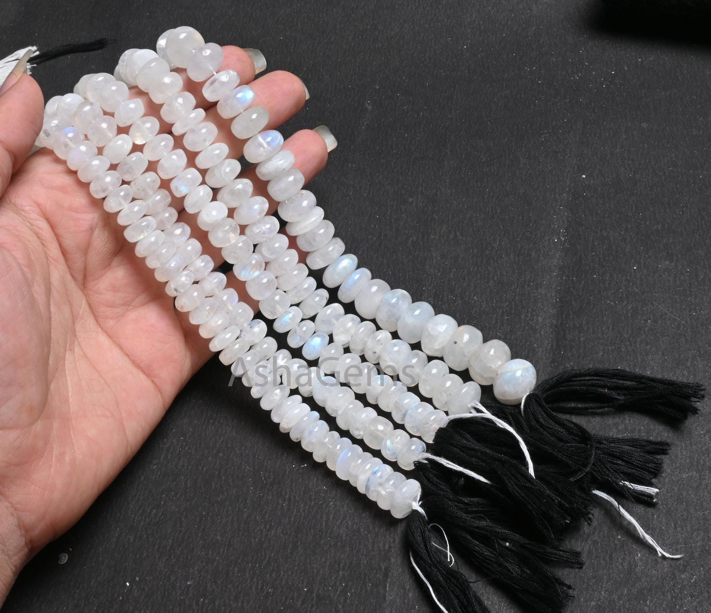 Beautiful Blue Fire Rainbow Moonstone Smooth Rondelle Beads, Fine Flashy White Rainbow Moonstone Plain Handmade Gemstone Beads Jewelry Craft
