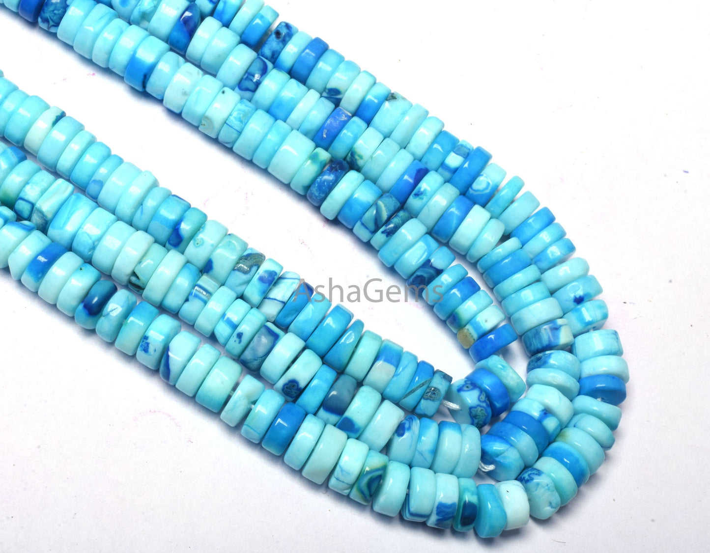 Shaded Blue Opal Smooth Tyre Shape Gemstone beads,7 mm Blue Opal Plain Handmade Heishi tyre beads,8/16" Strand Blue Opal Beads For necklace