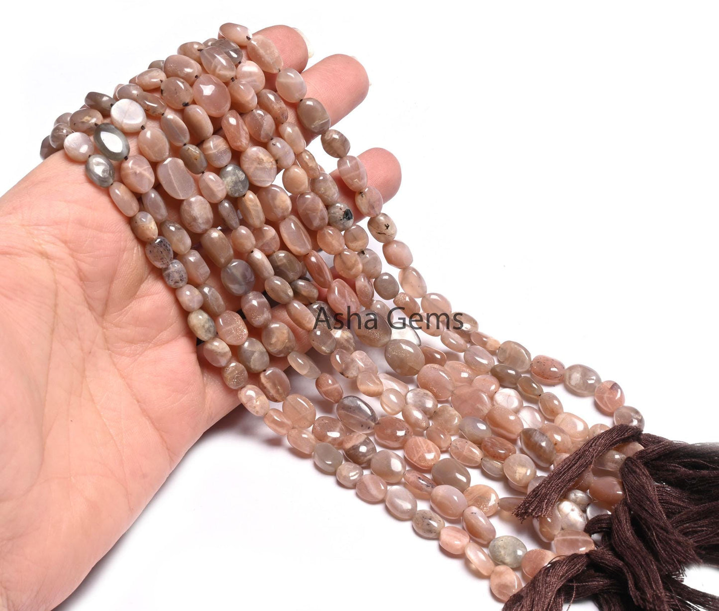 Beautiful Chocolate Moonstone Smooth Oval Handmade Beads,12.5" Fine Natural Chocolate Moonstone Oval Gemstone Beads Jewelry Handicraft SALE