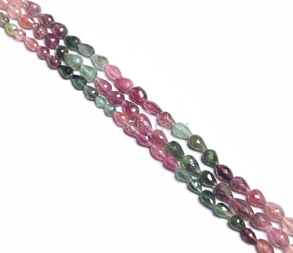 Beautiful Multi Tourmaline Faceted Drops Shape Gemstone Beads,13" Natural Tourmaline Uneven Teardrop Straight Drill Beads Jewelry Craft SALE (AG 18561)
