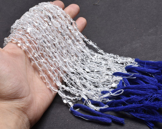 Beautiful Clear Crystal Quartz Smooth Nugget Shape Beads,12.5"Strand Natural White Crystal Plain Handmade Uneven Tumble Beads Jewelry Crafts