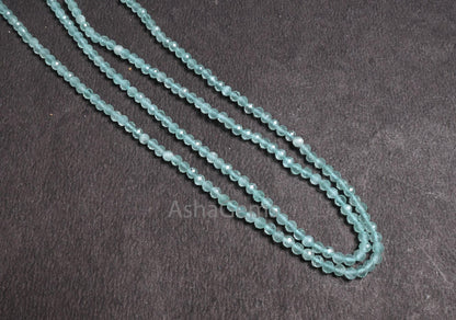 Beautiful Blue Chalcedony Micro Cut Gemstone Beads,3.2mm AAA Quality Aqua Chalcedony Faceted Rondelle Machine Cut Beads Jewelry making Craft