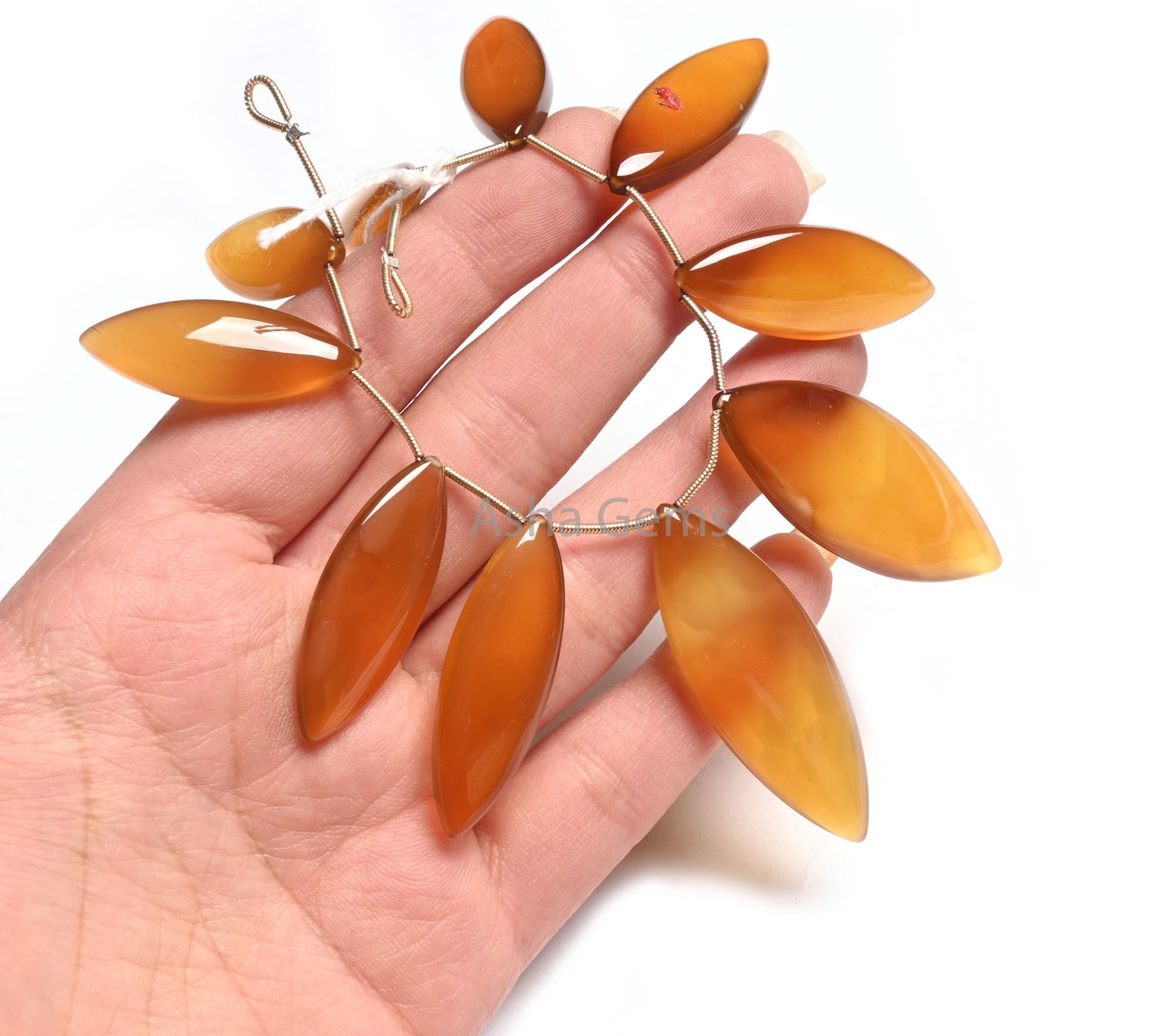 Beautiful Shaded Yellow Brown Chalcedony Marquise Shape smooth Beads, AAA Chalcedony Handmade Marquise Side Drill Beads Jewelry Making Craft