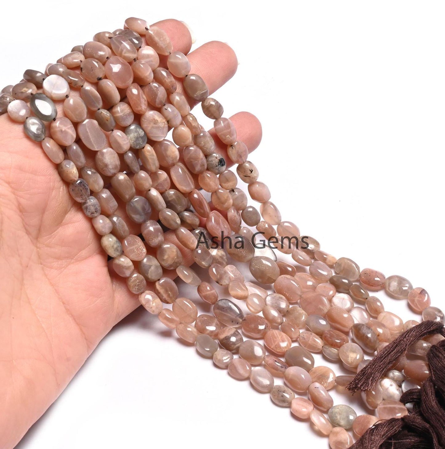 Beautiful Chocolate Moonstone Smooth Oval Handmade Beads,12.5" Fine Natural Chocolate Moonstone Oval Gemstone Beads Jewelry Handicraft SALE