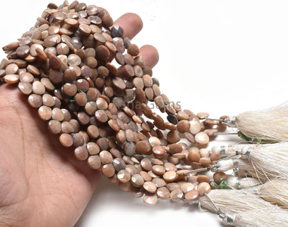 Beautiful Shaded Peach Opal Faceted Heart Shape Gemstone Beads,6.5" Chocolate Pink Opal Beads, Opal Heart Briolette Bead jewelry Making SALE