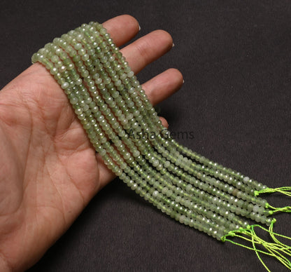 Shaded Light Green Jade Quartz Machine Cut Beads4.5 mm Fine Green Jade Quartz Faceted Rondelle Gemstone Loose Bead,13.5" Jewelry Crafts SALE
