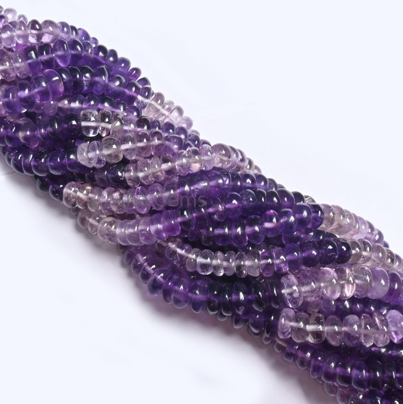 17" Strand Beautiful Amethyst Smooth Rondelle Gemstone Beads, Natural Amethyst Beads Shaded Purple Amethyst handmade Bead Jewelry Craft SALE