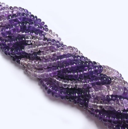 17" Strand Beautiful Amethyst Smooth Rondelle Gemstone Beads, Natural Amethyst Beads Shaded Purple Amethyst handmade Bead Jewelry Craft SALE