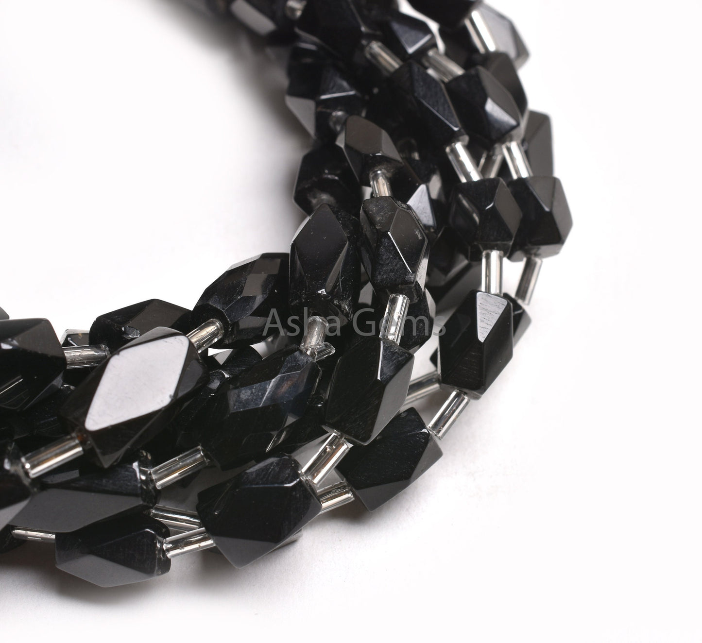 Beautiful Black Onyx Rectangle Shape Indian Hand Cut Beads,7" Onyx Long Fancy Chicklet Faceted Straight Drill Bead Black Onyx Jewelry Crafts