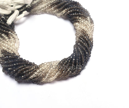 13"Strand Beautiful Natural Smoky Quartz Micro Cut Rondelle Faceted Gemstone Beads 3.5 mm, AAA Shaded Smoky Indian Machine Cut Beads Jewelry