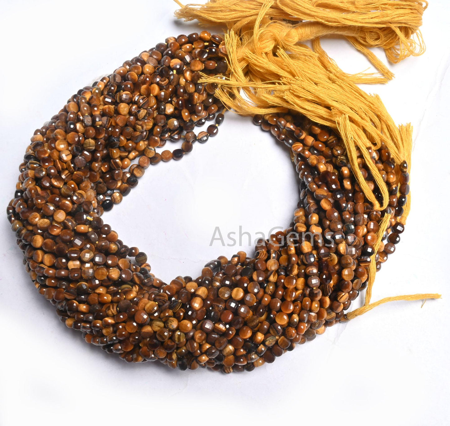 Fine AAA Quality Tiger Eye Tiny Coin faceted Gemstone Beads,4.50 mm Shaded Brown Tiger Machine Cut Coin Briolette Beads Jewelry making Craft
