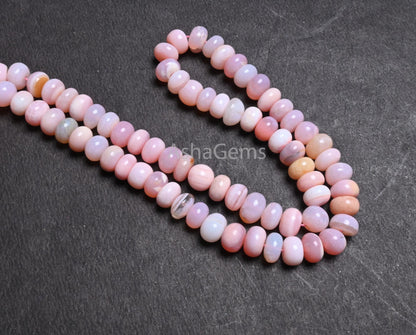 Beautiful Pink Opal Smooth Rondelle Shape Beads, Fine Shaded Pink Opal Plain Handmade Gemstone Loose Bead Pink Opal Bead jewelry making SALE